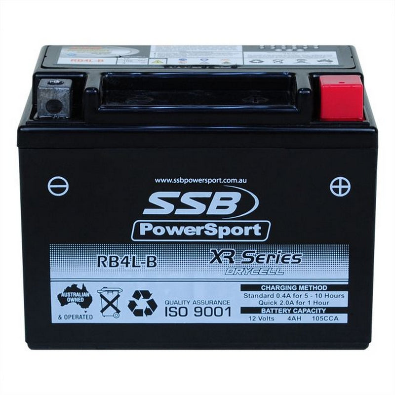 Load image into Gallery viewer, MOTORCYCLE AND POWERSPORTS BATTERY (YB4L-B) AGM 12V 4AH 105CCA BY SSB HIGH PERFORMANCE
