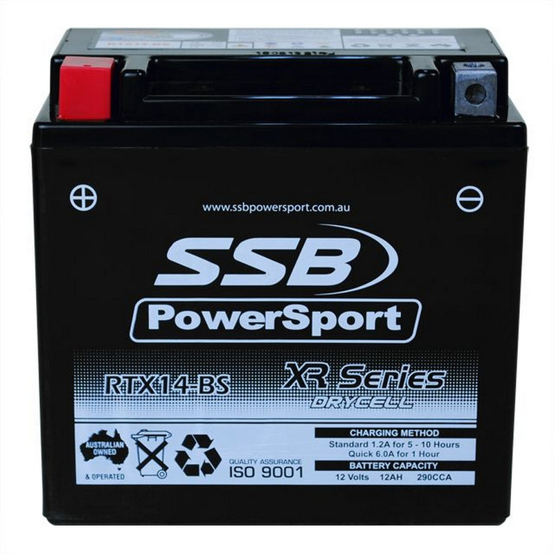 Load image into Gallery viewer, MOTORCYCLE AND POWERSPORTS BATTERY (YTX14-BS) AGM 12V 12AH 290CCA SSB HIGH PERFORMANCE
