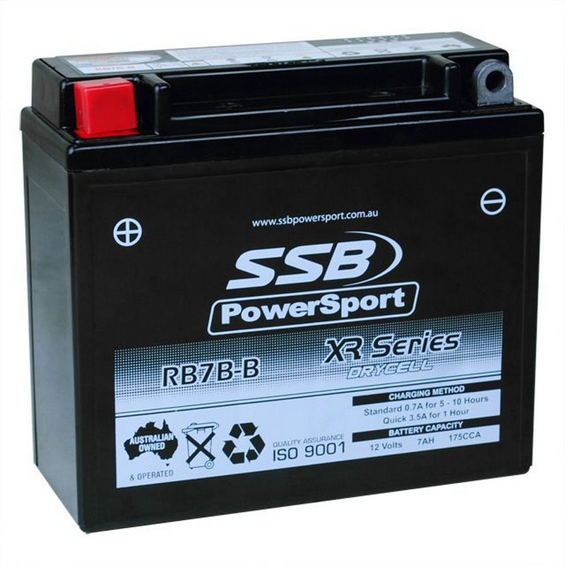 Load image into Gallery viewer, MOTORCYCLE AND POWERSPORTS BATTERY (YB7B-B) AGM 12V 7AH 175CCA BY SSB HIGH PERFORMANCE
