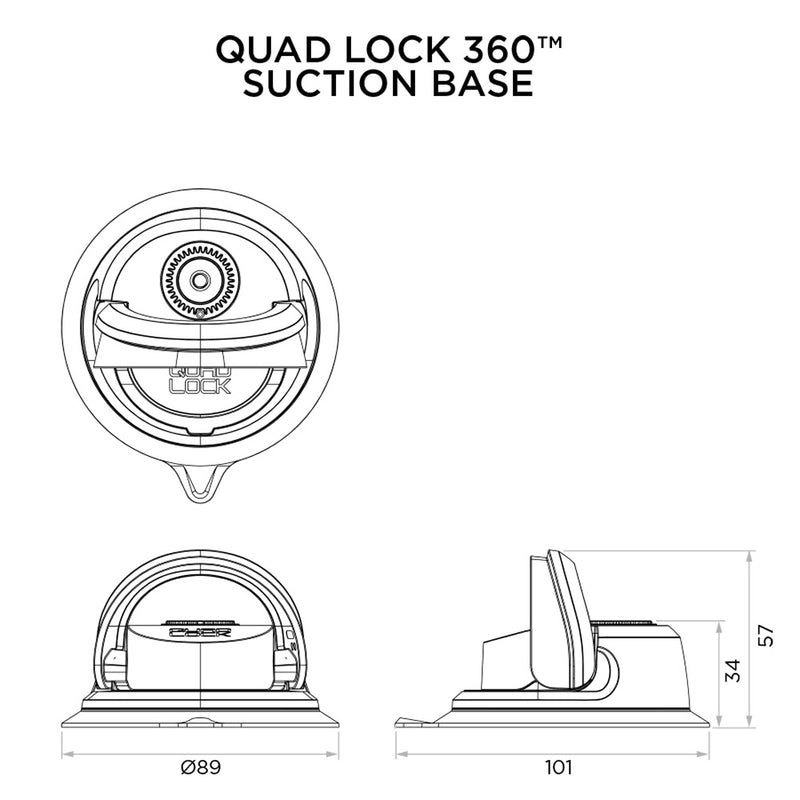 Load image into Gallery viewer, Quad Lock 360 Base - Suction
