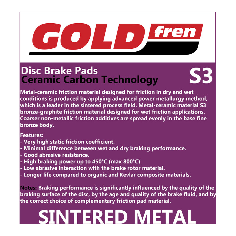 Load image into Gallery viewer, GOLDfren Brake Pads - S3 Sintered Sports
