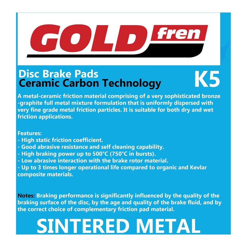 Load image into Gallery viewer, GOLDfren Brake Pads - K5 Off-Road Racing
