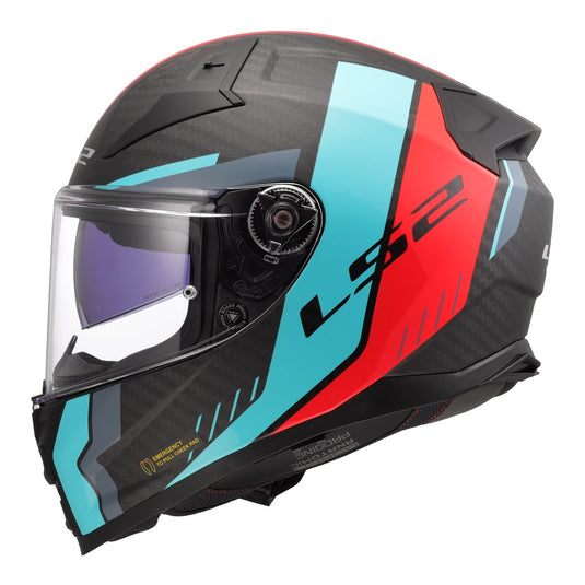 LS2 FF811 Vector II Carbon Grid Helmet - Red / Cyan