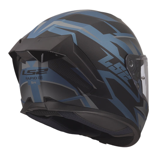LS2 FF820 Rapid III Xtrem Helmet - Black / Blue Petrol