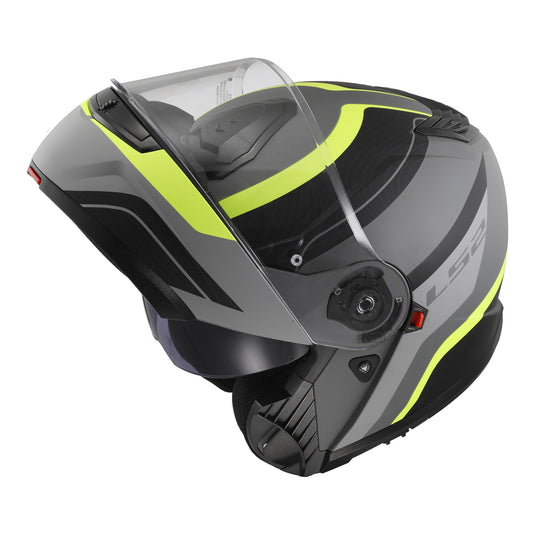 LS2 FF908 Strobe II Monza Flip Front Helmets - Matte Black / Hi-Vis Yellow 06