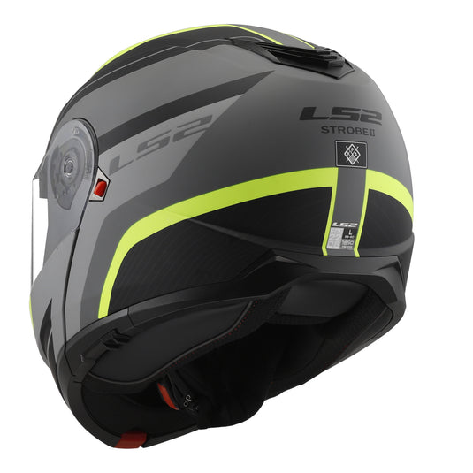 LS2 FF908 Strobe II Monza Flip Front Helmets - Matte Black / Hi-Vis Yellow 06