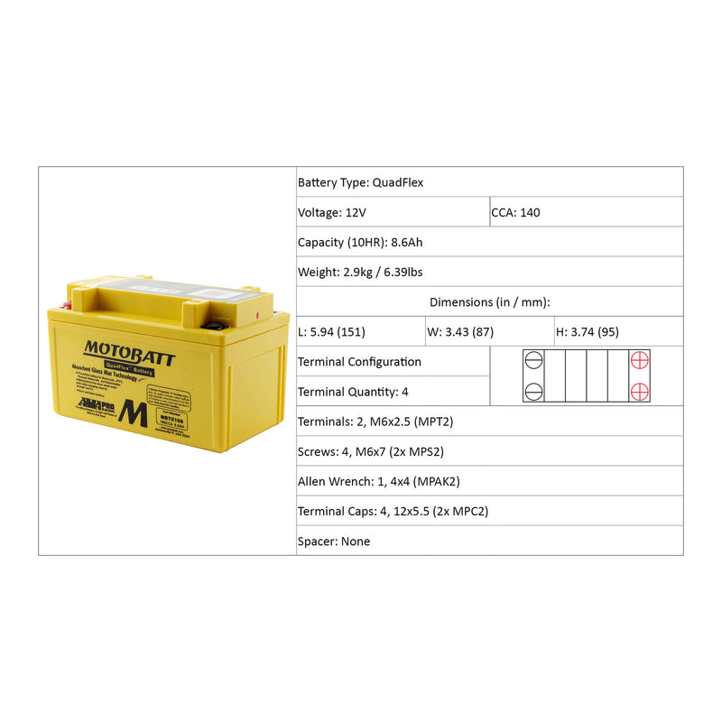 Load image into Gallery viewer, Motobatt Battery Quadflex AGM - MBTZ10S
