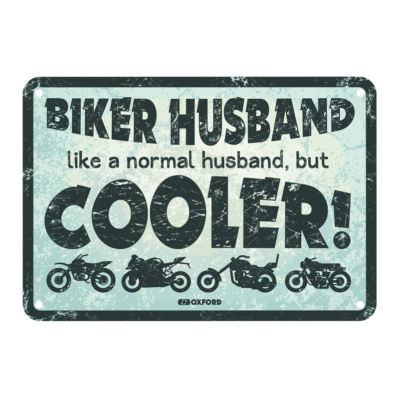Load image into Gallery viewer, Oxford Garage Metal Sign: Biker Husband Cooler
