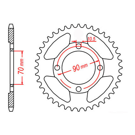 Sprocket Kit Honda CT110 - Single ratio/70mm Cntr (X) - 428H 15/45