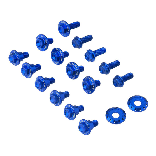 Zeta Aluminum Bolt Set Plastics Yamaha YZ125/250 '08- 17 pcs - Blue