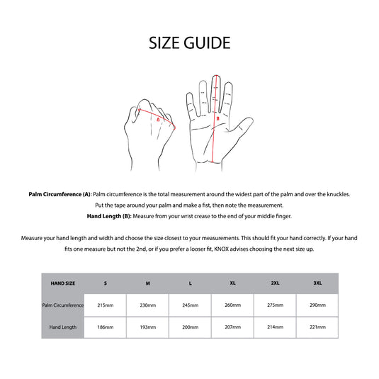 KNOX Size Chart - Gloves