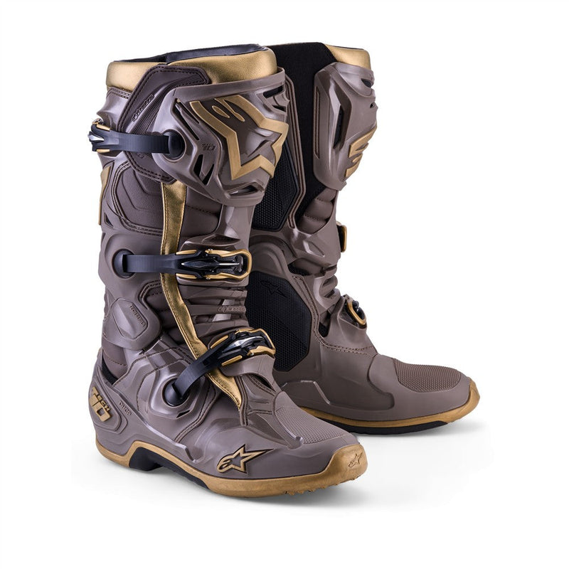 Load image into Gallery viewer, Alpinestars Tech-10 Limited Edition Air Gold MX Boots Earth Brown/Gold
