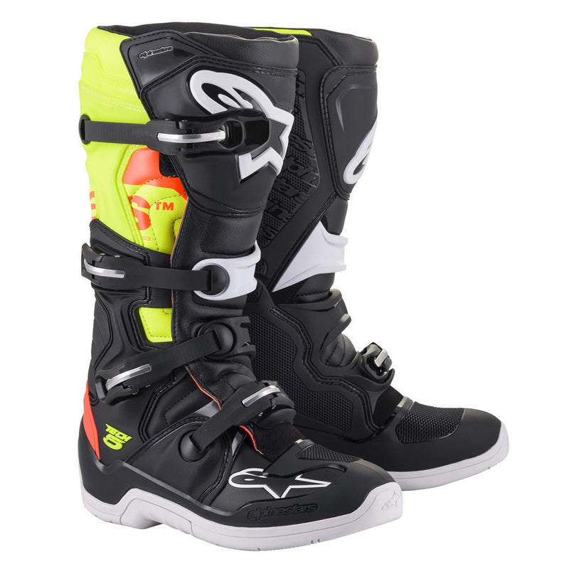 Load image into Gallery viewer, Alpinestars Tech-5 MX Boots Black/Red Fluoro/Yellow Fluoro
