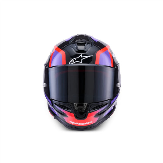 Alpinestars Supertech R7 Helmet Lumen Black/Purple/Red Fluoro/White Gloss