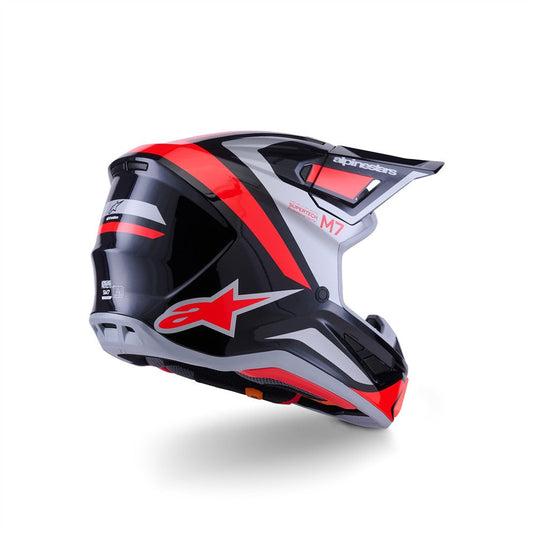 Alpinestars S-M7 Rise Helmet Black/Silver/Red Fluoro Gloss