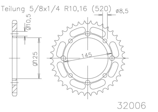 SPROCKET REAR PSYCHIC 38T YAMAHA JTR1857 YFM350 Raptor 04-09 YFZ450 YFZ450R YFM700 Raptor 06-24