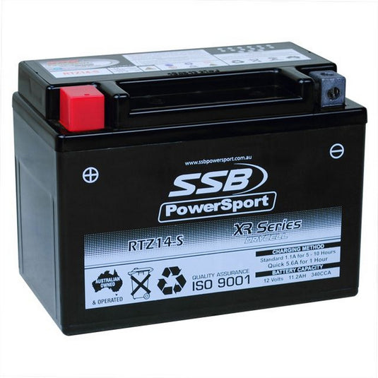 MOTORCYCLE AND POWERSPORTS BATTERY (YTZ14-S) AGM 12V 11.2AH 340CCA SSB HIGH PERFORMANCE
