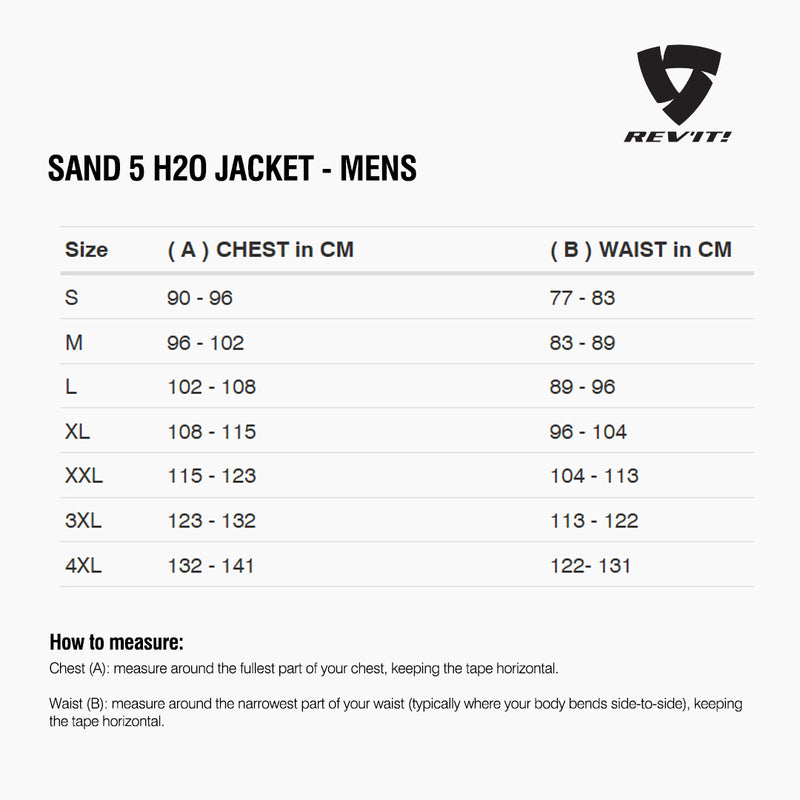 Load image into Gallery viewer, Size chart for REVIT Sand 5 Jacket - Mens
