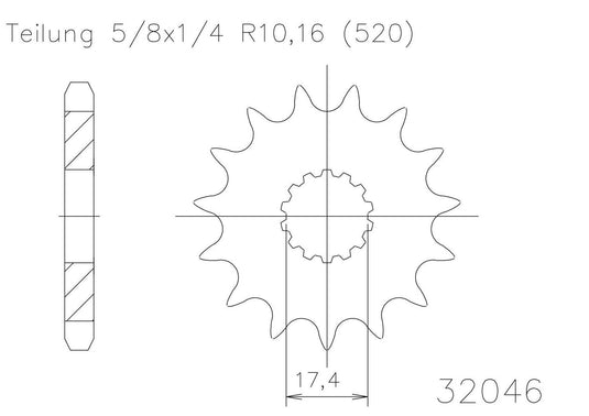 SPROCKET FRONT MOTO MASTER STEEL 14T GAS GAS EC125 03-18 YAMAHA WR200 91-92 96 YZ125 85-04