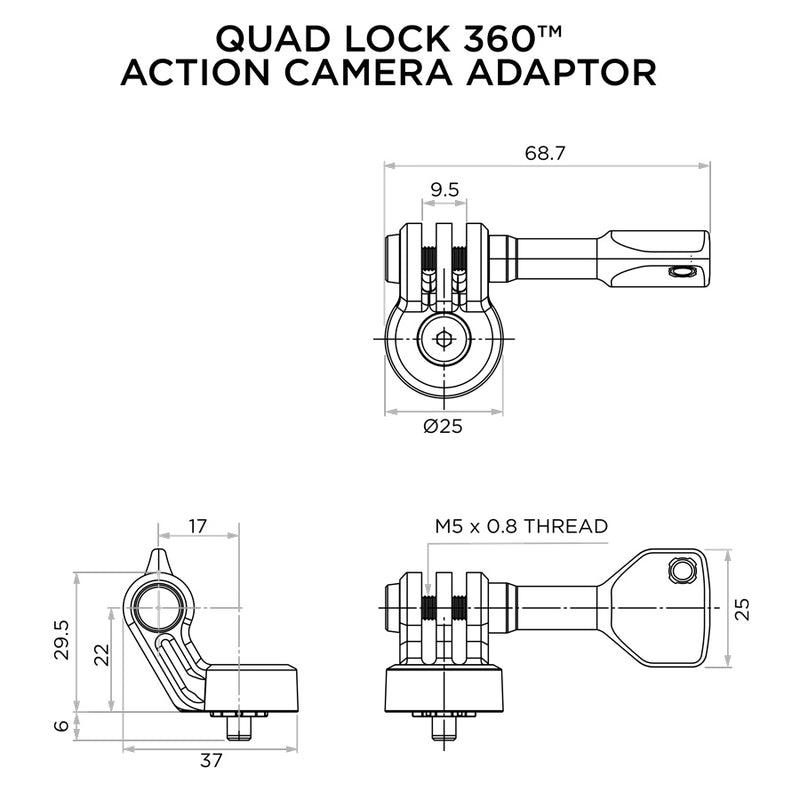 Load image into Gallery viewer, Quad Lock 360 Head - Action Camera Adaptor
